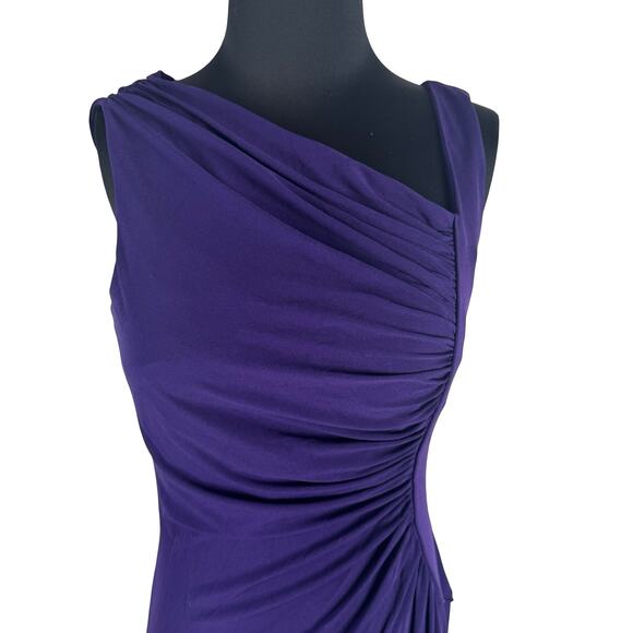 Calvin Klein Purple Ruched Asymmetrical Evening Gown – Size 6 - Picture 6 of 12